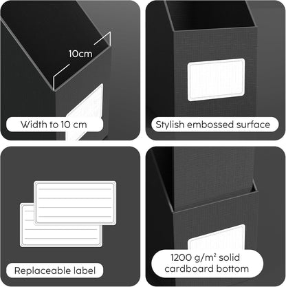 JiaWei White Magazine File Holders, 3 Packs Sturdy Cardboard File Rack, Office Organization Desktop Storage File Box Binder for Shelves and Desk, Folder Holder for Office or Classroom