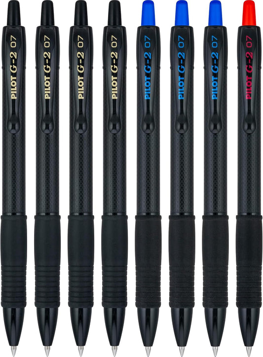 Pilot, G2 Edge Premium Gel Roller Pens, Fine Point 0.7 mm, Black, Pack of 8