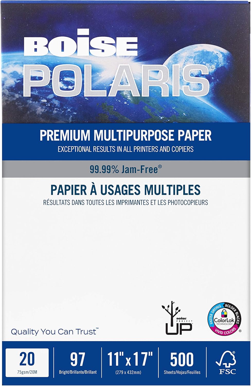 Boise Paper Premium Multipurpose Copy Paper | 8.5" x 11" Letter | 97 Bright White, 24 lb. | 10 Ream Carton (5,000 Sheets)