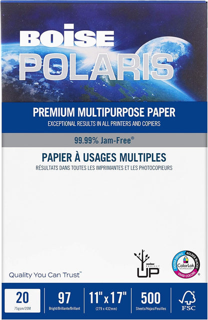 Boise Paper Premium Multipurpose Copy Paper | 8.5" x 11" Letter | 97 Bright White, 24 lb. | 10 Ream Carton (5,000 Sheets)