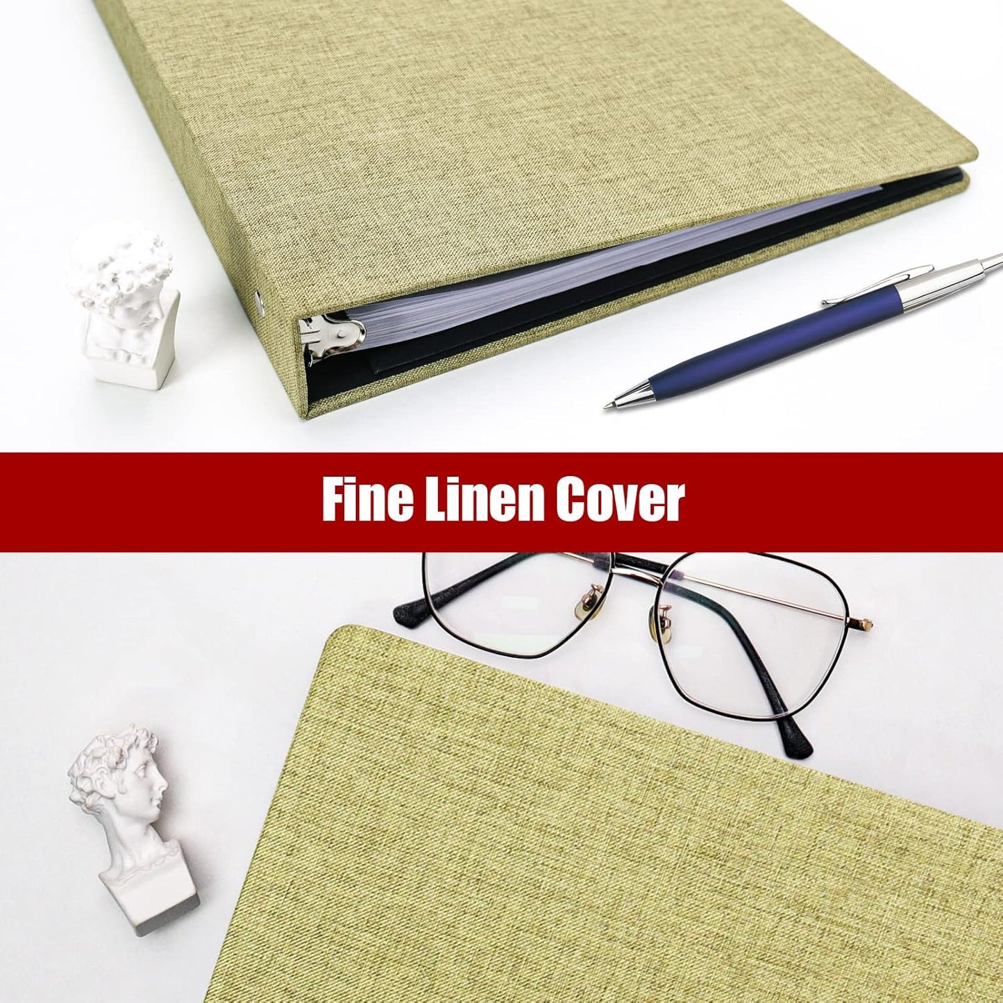 Vienrose 3 Ring Binder 1 Inch Round Rings with Linen Fabric Cover, Fits 8.5 x 11 Inch Paper, Durable Organizer for School, Office, Home, Recipes, Grey