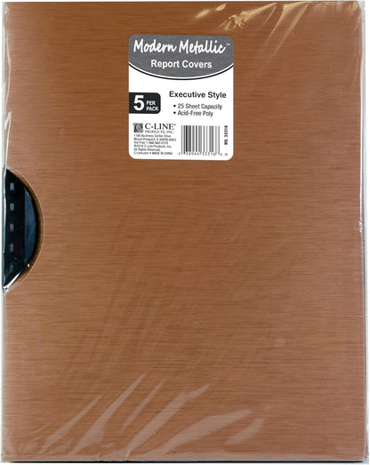 C-Line Modern Metallic Executive Style Report Cover, Blackened Bronze, Pack of 5 (33316), 1 1/4" x 9" x 11 3/4"