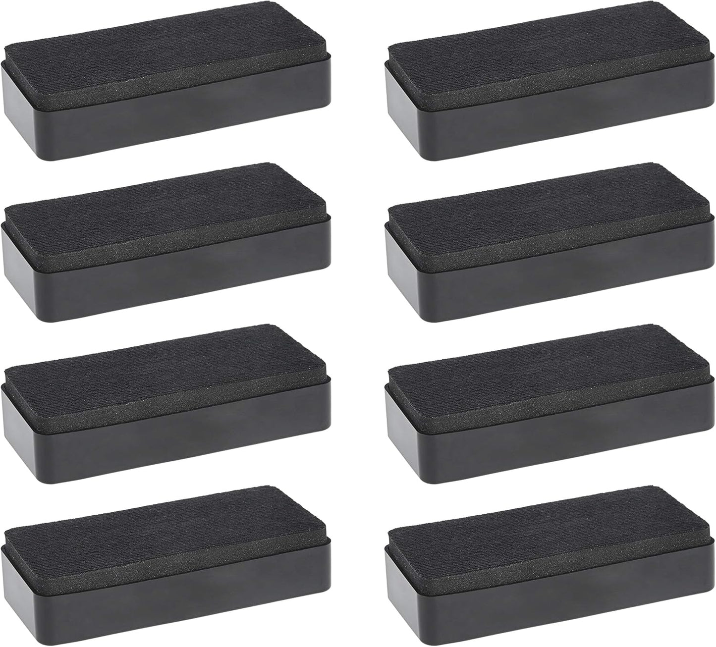 Amazon Basics Dry-Erase Whiteboard Erasers with Soft Pile, for School, Office, Home, and Classroom, Black, 4-Pack