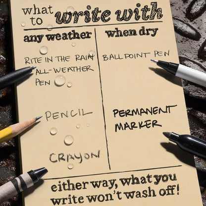 Rite in the Rain Weatherproof Top Spiral Notebook, 3" x 5", Black Cover, Universal Pattern, 3 Pack (No. 735-3X)