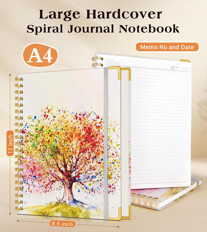 Lined Spiral Notebook Journal for Women, 200 Pages Cute Notebooks 8.5” x 11”, A4 Large Hardcover Spiral Journals with 100 GSM Thick Paper, College Ruled Notebook for Writing Work School, Autumn Tree