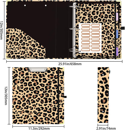 3 Ring Binder 2 Inch Round Ring Binder with 6 Tab Dividers，2 Interior Pockets，Cute Binder Clipboard with Storage, for School Office, Portfolio(Almond Tree)