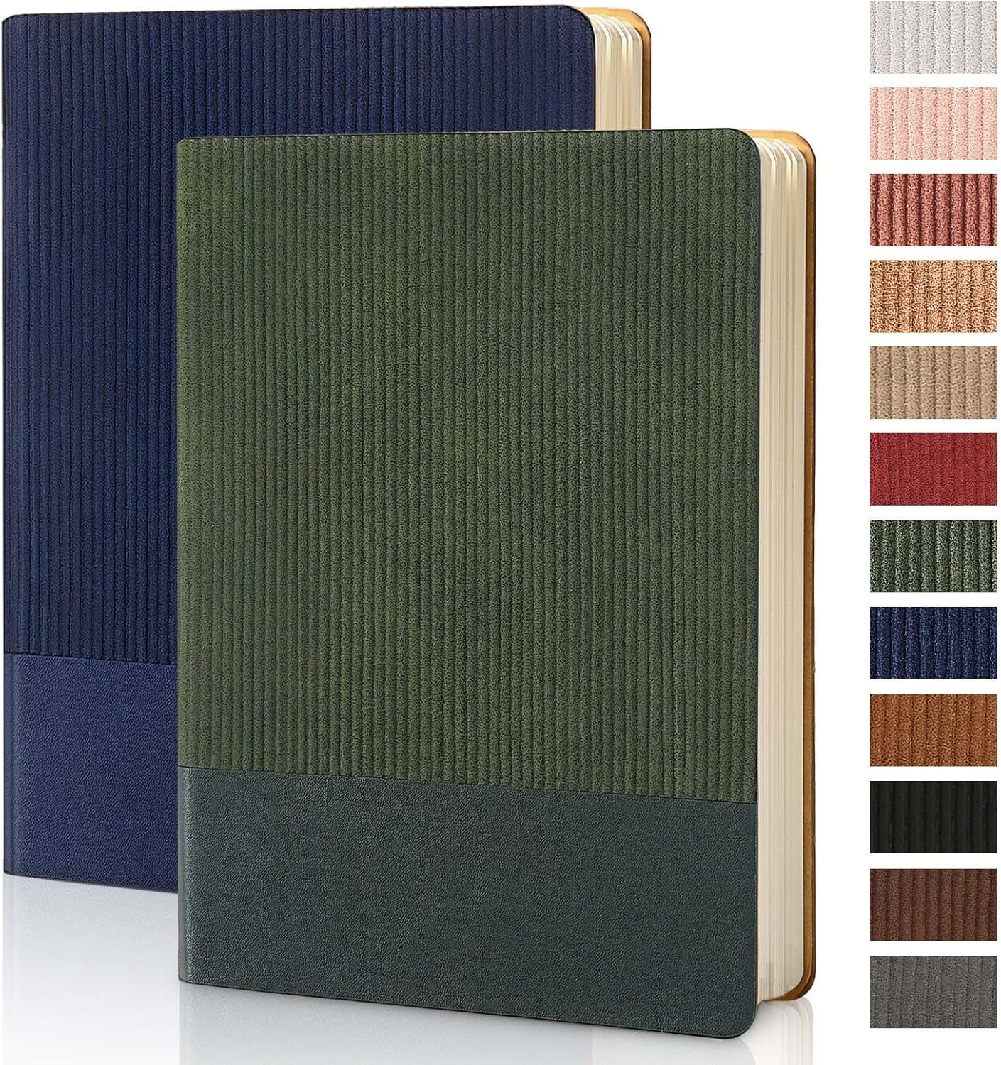 Lined Journal Notebook for Work College Ruled Note Book 5.79"x8.27"A5 PU Leather Daily Journaling 216 Pages for Women Men Writing Home School Supplies Business (Dark Green)