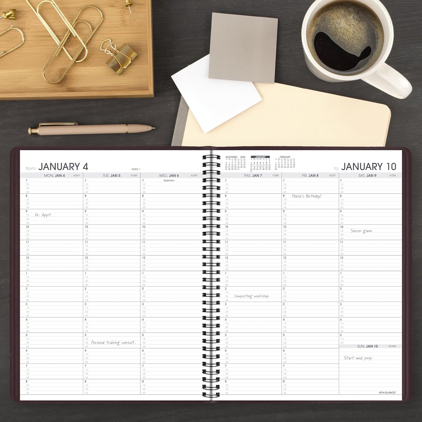 AT-A-GLANCE 2026 Appointment Book Planner, Weekly, 8-1/4" x 11", Large, Black (709500526)