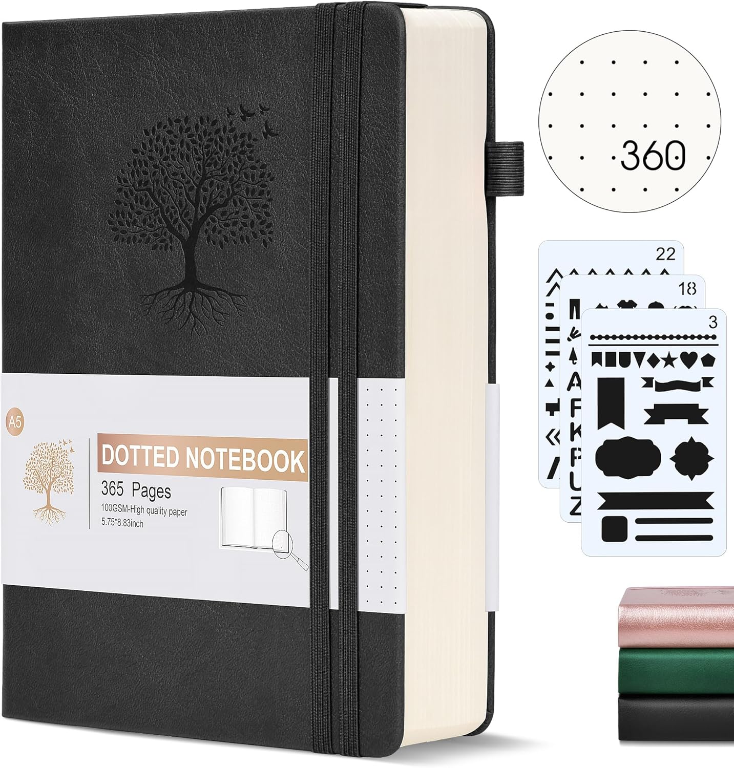 Lined Journal Notebook -365 Pages A5 Thick Journals for Writing Ruled Notebook, Hardcover Leather Journal for Women Men Daily Journal Notebook for Work, Note Taking, 100Gsm Lined Paper( 5.75'' X 8.38'' Green)