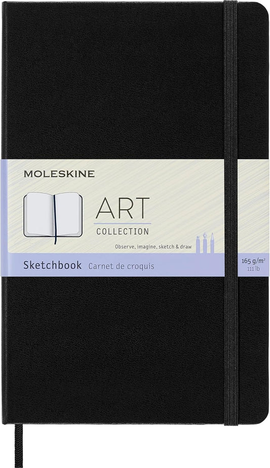 Moleskine Art Plus Sketchbook, Large, Plain, Black, Hard Cover (5 x 8.25)