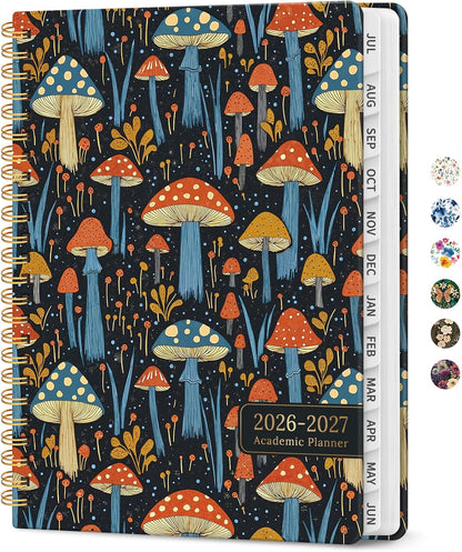 Planner 2026-2027, Academic Year Monthly and Weekly Calendar Planner, Jul 2026 - Jun 2027, Hardcover Teacher Student Planning Agenda book with Tabs, Perfect for School Office Supplies, 6.3" x 8.5" - Wildflowers