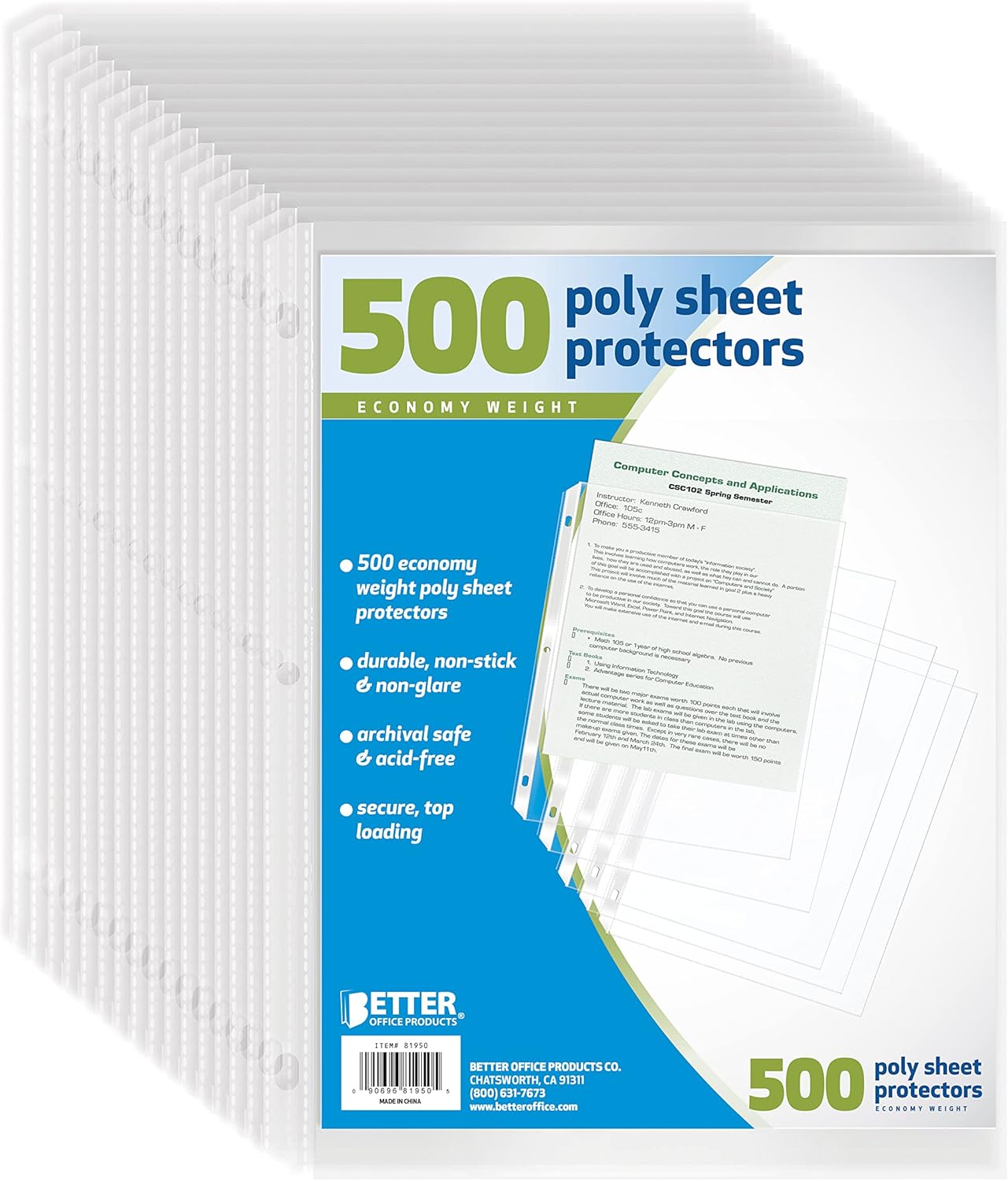 Better Office Products Sheet Protectors, 200 Piece