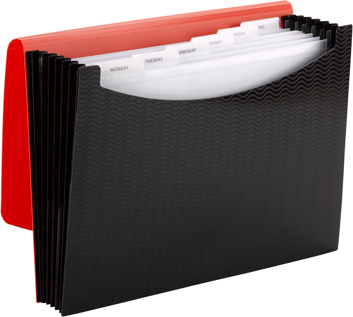 Smead Poly Frequency Expanding File Folders, Flap and Cord Closure, Letter Size, Wave Pattern, 13 Pocket, Blue/Black (70863)