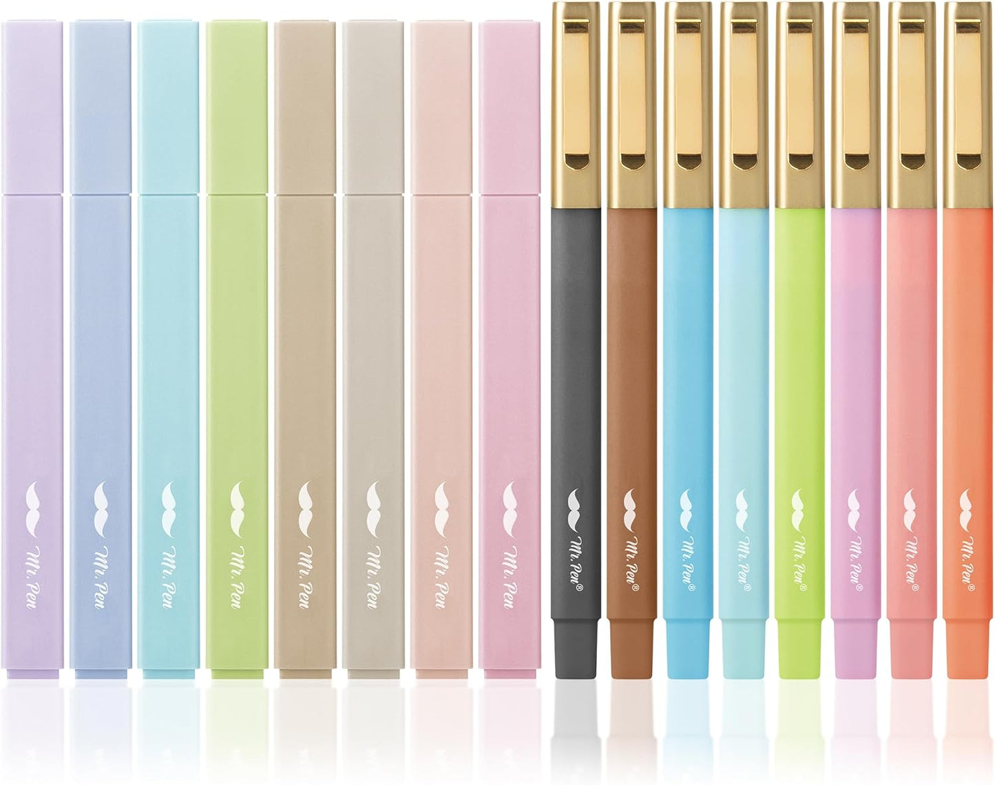 Mr. Pen- Aesthetic Highlighters and Ballpoint Pens No Bleed, 12 Pack, Pastel Colors, Bible Highlighters and Pens No Bleed, Fast Dry and No Smear for Bible Journaling, Planner, School Supplies
