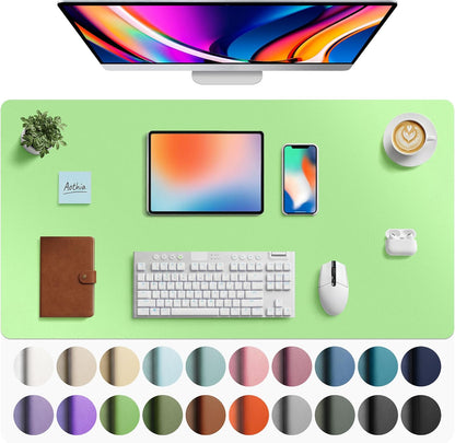 Aothia Leather Office Desk Pad Protector, Non-Slip PU Leather Desk Blotter, Waterproof Laptop Writing Mouse Pad for Office and Home, Black, 31.5" x 15.7" - Colors B