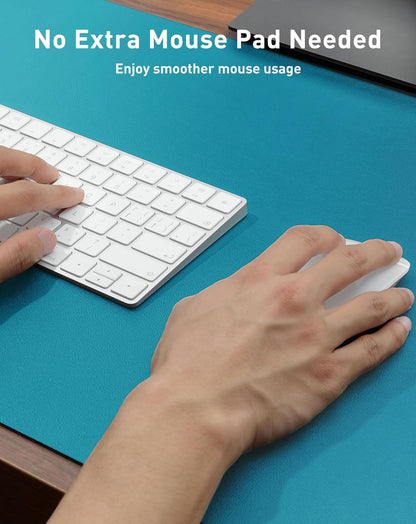 Aothia Leather Office Desk Pad Protector, Non-Slip PU Leather Desk Blotter, Waterproof Laptop Writing Mouse Pad for Office and Home, Black, 31.5" x 15.7" - Colors A