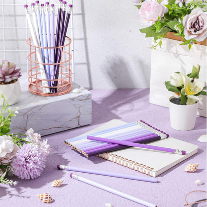 24 Pcs Round Pencils with Eraser 2 HB Cute Pencils Bulk for School Graphite Wood Color Unsharpened Pencil for Drawing Sketching Wedding School Teacher Supplies Student Reward