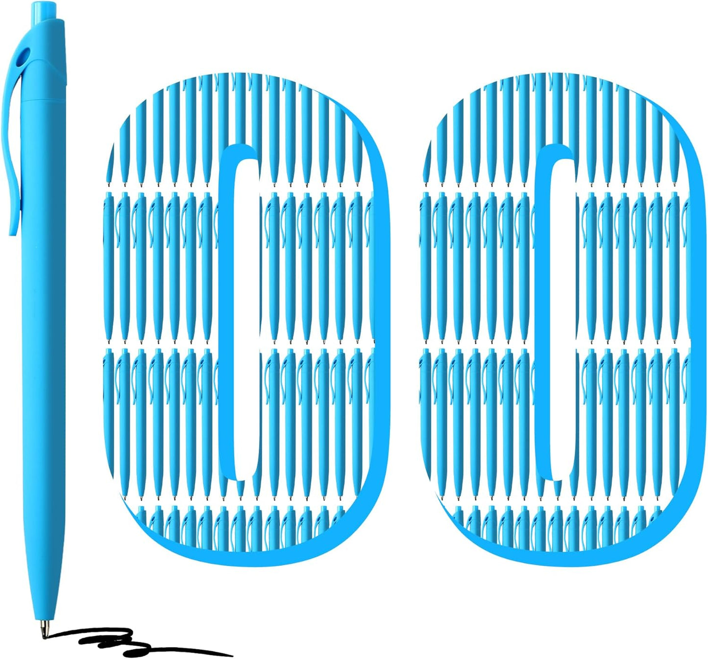 Deegtran 100 Pack No Bleed Black Barrel Click Pens, Wholesale Retractable Ballpoint, Medium Point, Smooth Ink, 1.0MM Black Ink