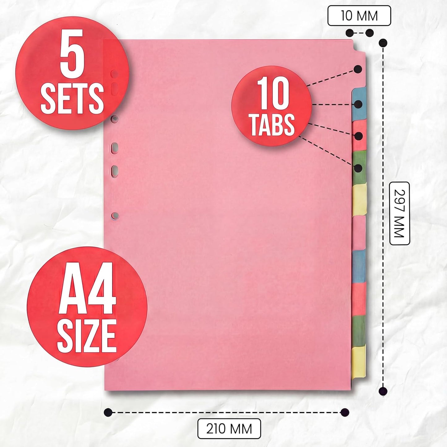 10 Tab Dividers for 3 Ring Binder – 10 Dividers Set with Tabs, Perfect for Organizing Documents, Binder Tab Dividers for Easy Filing