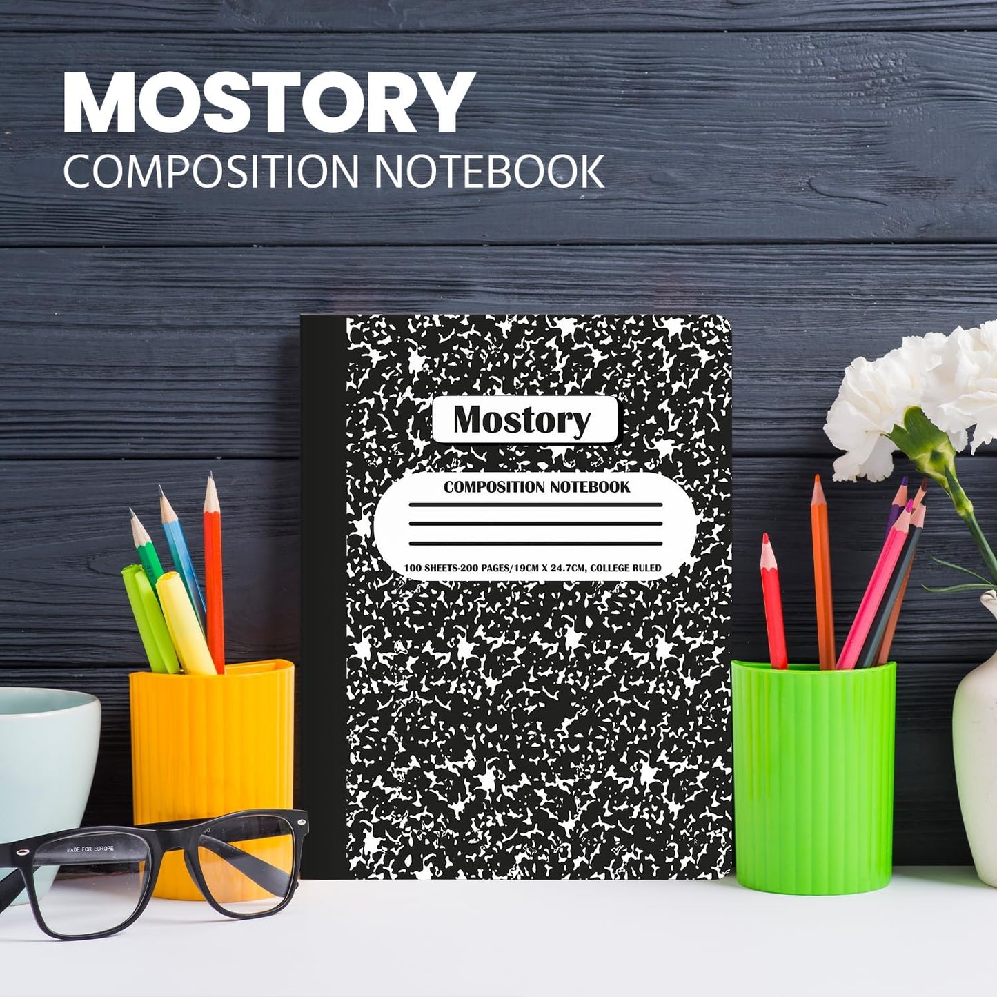 MOSTORY 50 Pack Bulk Composition Notebook - College Ruled 200 Pages (100 Sheets), Size 7.5" x 9.75", Bulk School Supplies, Office, Bulk Notebooks for School, Writing Journal Notebook with Lined Paper