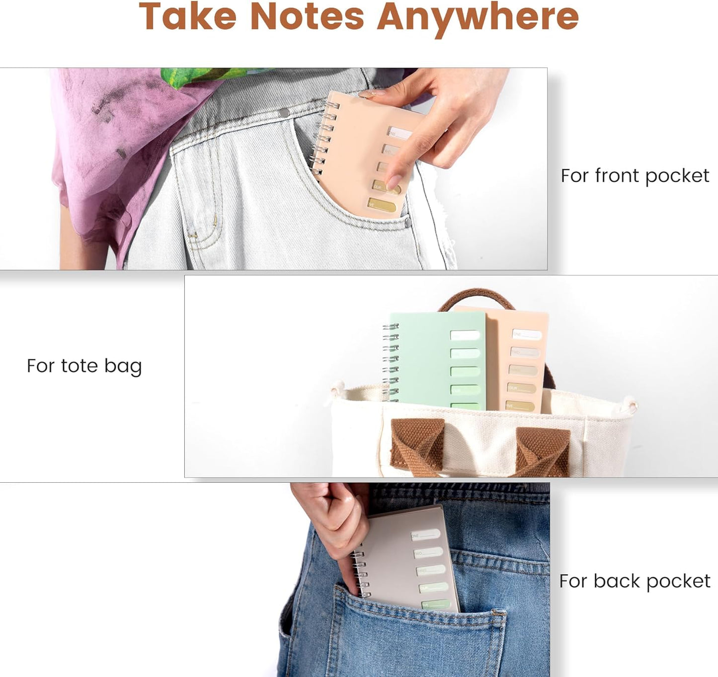 Yoment 4 Pack A5 Spiral Notebooks - 5.7x8.25 Hardcover Spiral Bound Notebook Journal, 160 Pages College Ruled, for Writing, Note Taking, Journaling, Study (Multicolor)