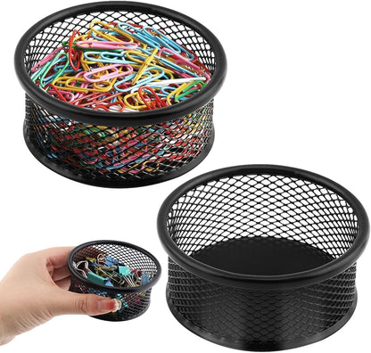 2 Pack Mesh Paper Clip Holder,Paperclip Holders for Desk Binder Wire Mesh Bowls,Magnetic Paper Clip Holder for Desk,Paper Clip Dispenser,Paper Clip Organizer Office ﻿