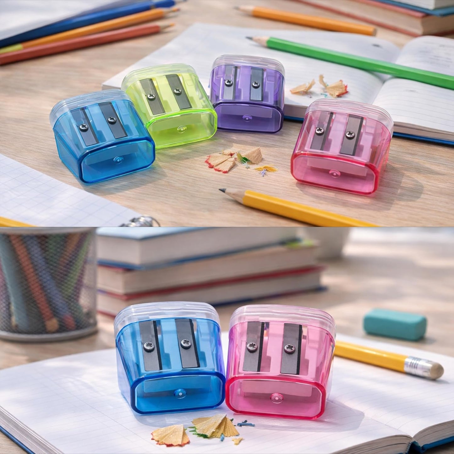 Pack of 120 Plastic Pencil Sharpeners Bulk, Bulk Pencil Sharpeners Pack with Lid, Perfect for School, Office, and Home