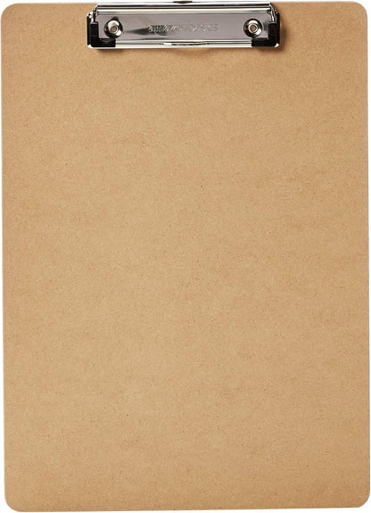 Amazon Basics Hardboard Office Clipboard, Low-Profile, Letter Size, 9" x 12.5", Brown, 6-Pack
