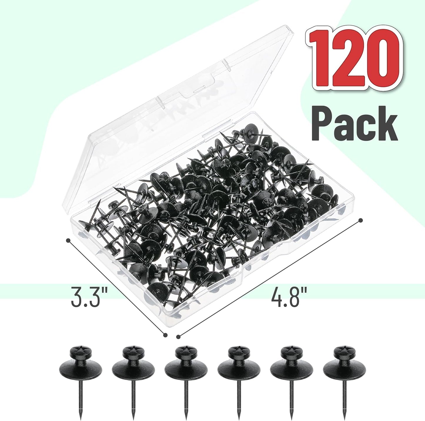 Mr. Pen- Double Headed Picture Hanging Nails, 50 Pack, Black, Push Pins for Wall