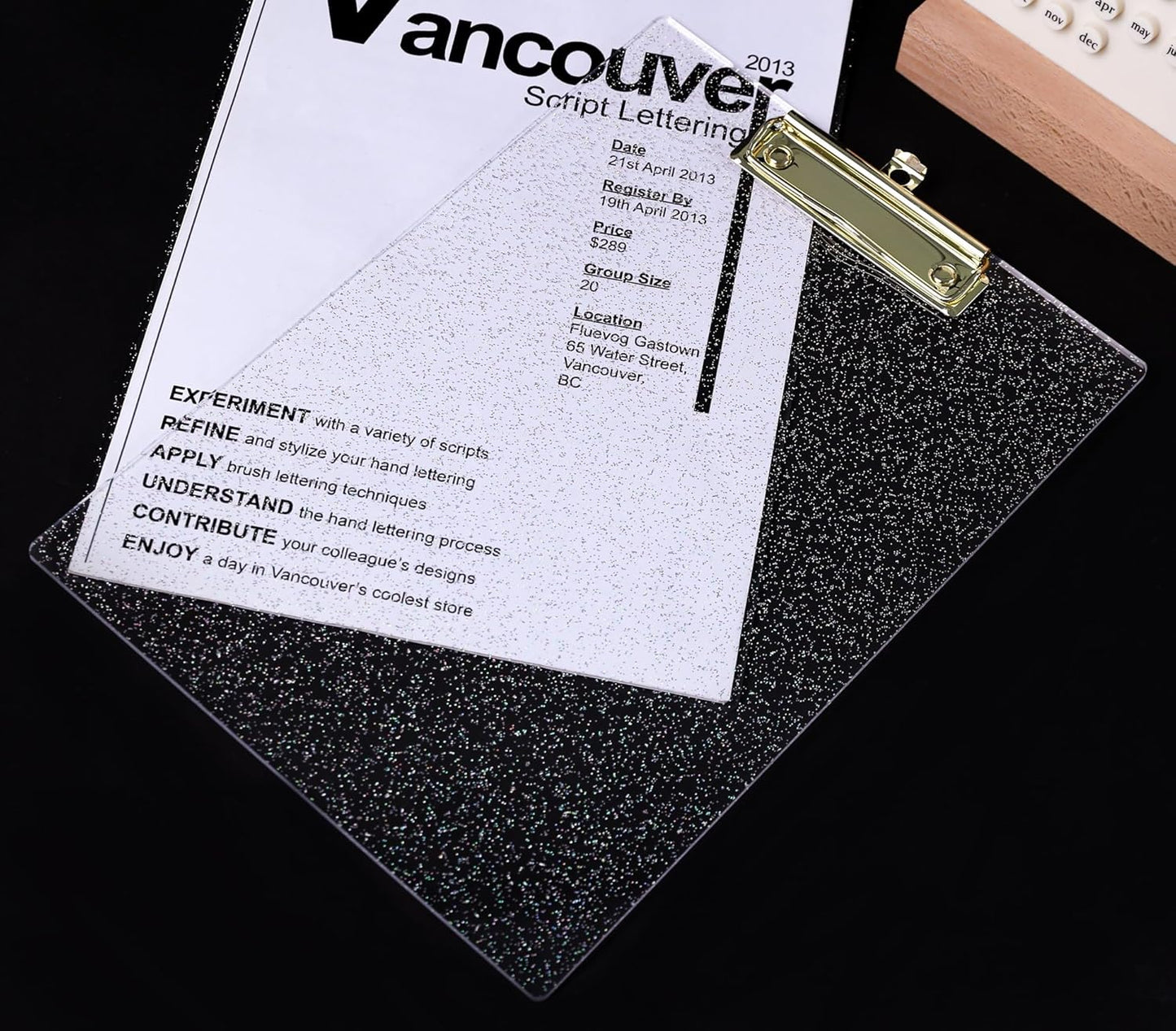JIARI Acrylic Glitter Clipboard, Office Letter Size 8.5 x 11 Inches, A4 Paper Size, 1 Pack (Glitter-Rose Gold)