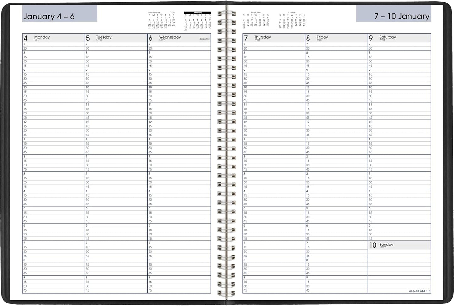 AT-A-GLANCE 2026 Appointment Book Planner, Weekly, 8" x 11", Large, Quarter-Hourly, DayMinder, Black (G5200026)