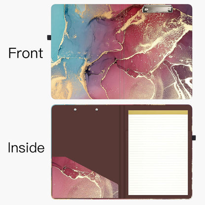 Hongri Clipboard Folio with Refillable Lined Notepad and Interior Storage Pocket for Students, Classroom, Office, Women, Man, Cute Custom Pattern, Size 12.8 x 9.2 in, Classic Flower