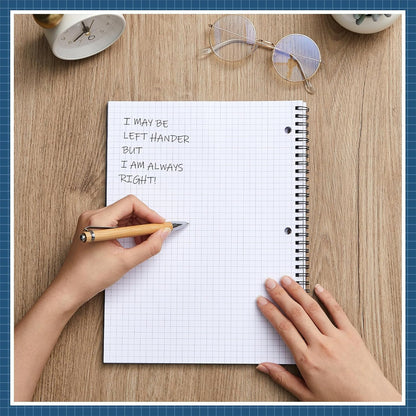 Henoyso 11" x 8.5" Lefty Spiral Graph Paper Notebook, Left Handed 1 Subject 4x4 Grid Paper Notebook, Blue Covers 70 Sheets Easy Tear-off for Maths Geometry Drawing, Gifts for Students