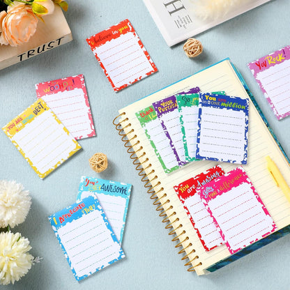 Yinder 24 Pack Inspirational Sticky Notes Motivational Notepads Appreciation Sticky Notes Funny Memo Pads Positive Note Bulk 3 x 4 Gift for Women Nurse Teacher Office Supplies(Black,Inspirational)