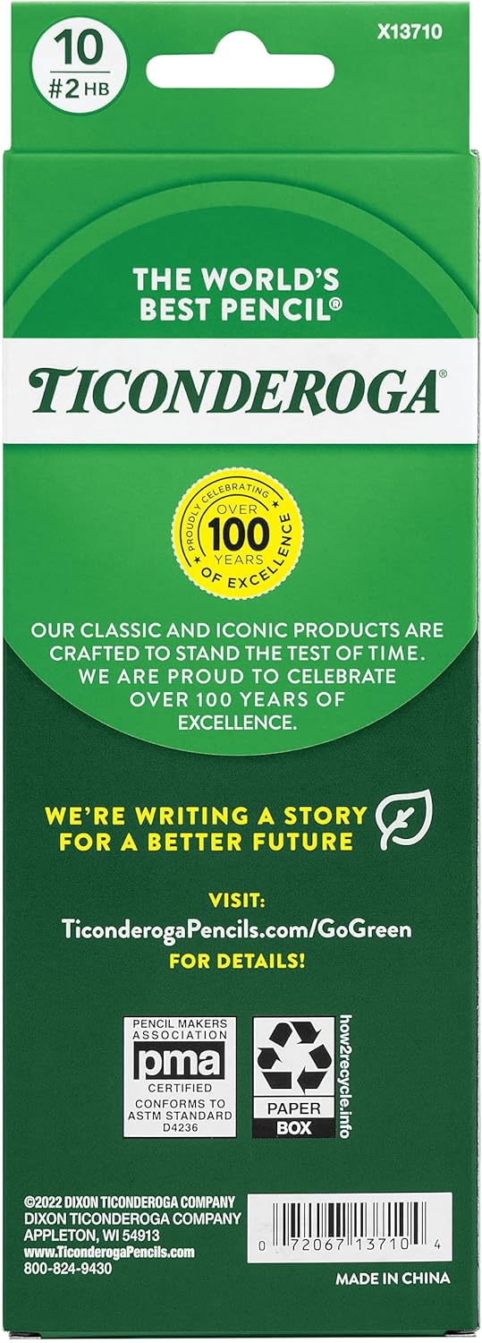 Ticonderoga Wooden Pencils, Pre-Sharpened, 2 HB Soft, Pastel Colors, 18 Count