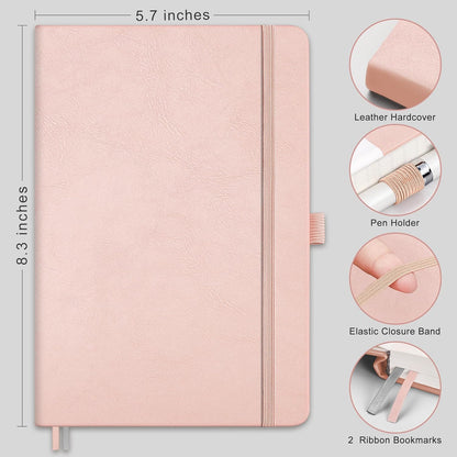 RETTACY Graph Grid Paper Notebook, 192 Pages, A5 Medium Size (5.7'' x 8.3''), 5 Squares per Inch, Leather Hardcover, 100 GSM Thick Paper, for School, Students, Math, Engineering (Brown)