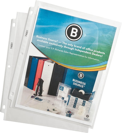 Business Source Sheet Protectors, Top Load, 1.9 Mile, 11"x8-1/2", 100/ (74551)
