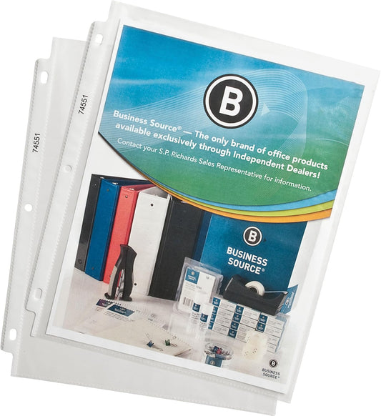 Business Source Sheet Protectors, Top Load, 1.9 Mile, 11"x8-1/2", 100/ (74551)
