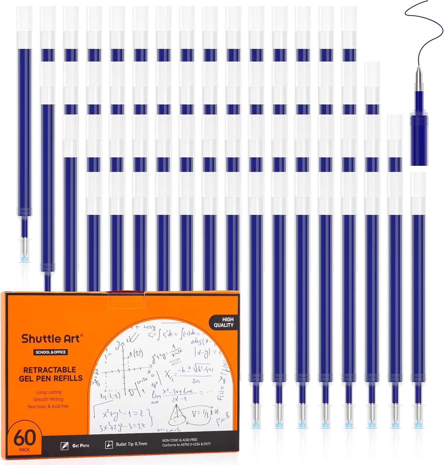 Retractable Gel Pen Refills, Shuttle Art 30 Pack Black Rollerball Gel Ink Pens Refills, Bulk Set, 0.7mm Fine Point for Writing Journaling Taking Notes School Office Home