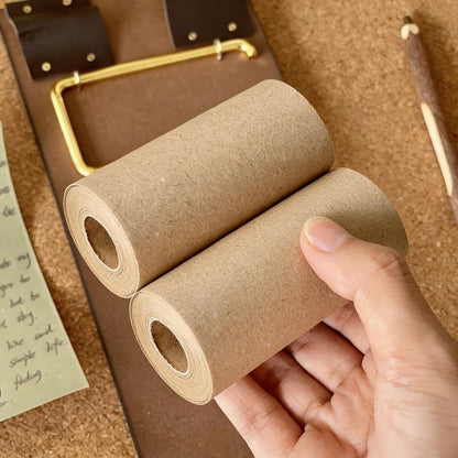 Retro Wall Mounted Memo Board with 1 Natural Dark Green Roll – Rustic Clipboard Notepad, Tearable Writing Pad for Notes, Menu, Kitchen, Café and Home Office Decoration