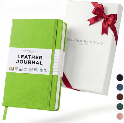 BEECHMORE BOOKS Large Lined Journal Notebook, 8.5" x 11.5" (A4) Hardcover Vegan Leather Executive Diary for Work, Thick 120gsm Paper, Lay-Flat Binding, Gift Box