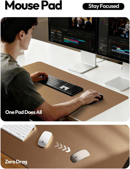 YSAGi Leather Desk Pad Protector, Large Mouse Pad, Non-Slip PU Leather Desk Blotter, Waterproof Writing Pad for Office and Home (31.5" x 15.8", Eggshell) - Colors B