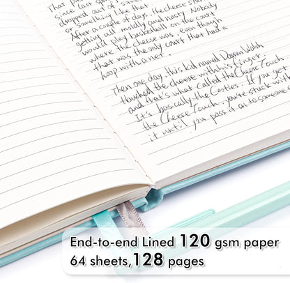 feela College Ruled Notebooks, 24 Pack Business Notebook Hardcover Lined Writing Journal with Pen Holder for Men Women Note Taking, with 24 Black Pens, 120 GSM, 5.1”x8.3”, A5, White