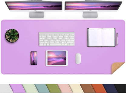 Large Desk Mat 47.2" x 17" Leather Desk Pad Protector with Natural Cork & PU Leather, Non-Slip Office Desk Mat, Large Mouse Pad, Waterproof Desk Blotter pad for Office&Home(Black)