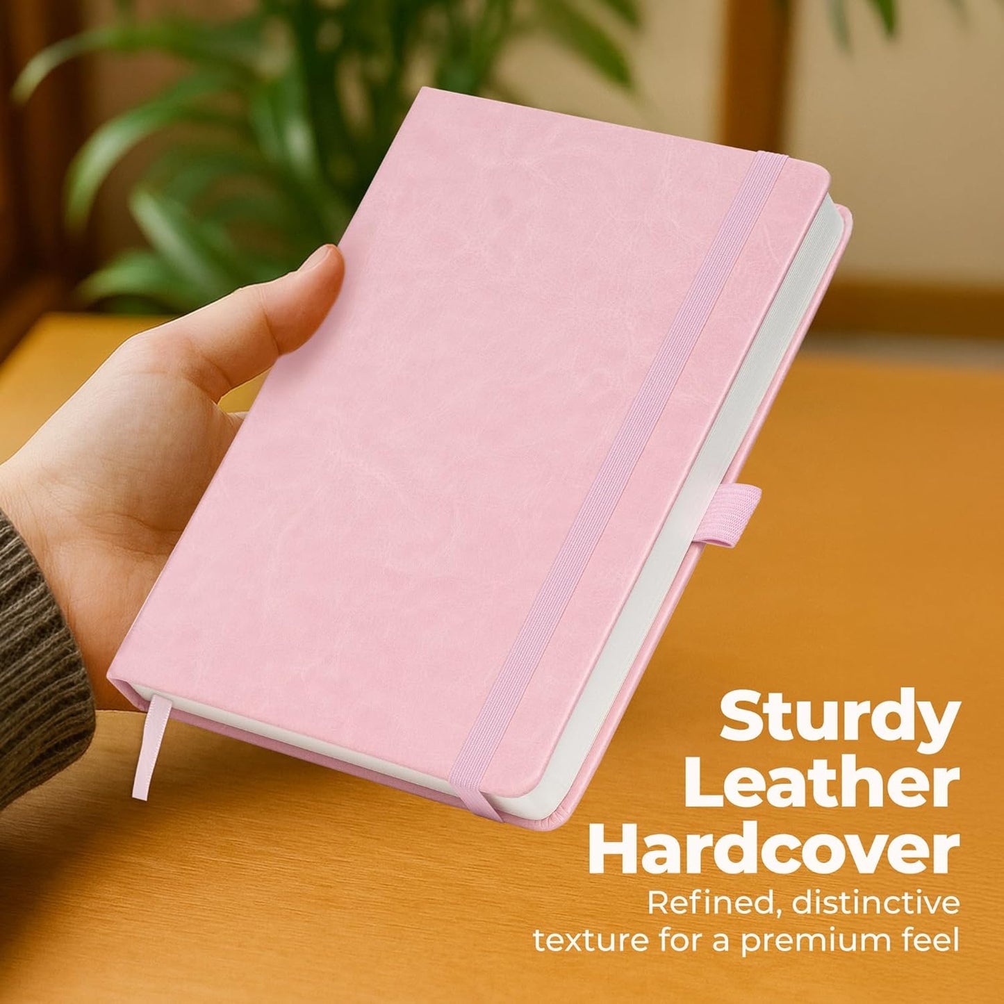 Classic Lined Journal Notebook 8.5x11" A4 Hardcover Leather - Brown - 200 Pages College Ruled Large with Sticky Tabs, Pockets, and Pen Loop for Writing and Journaling - Big Hardback Men and Women