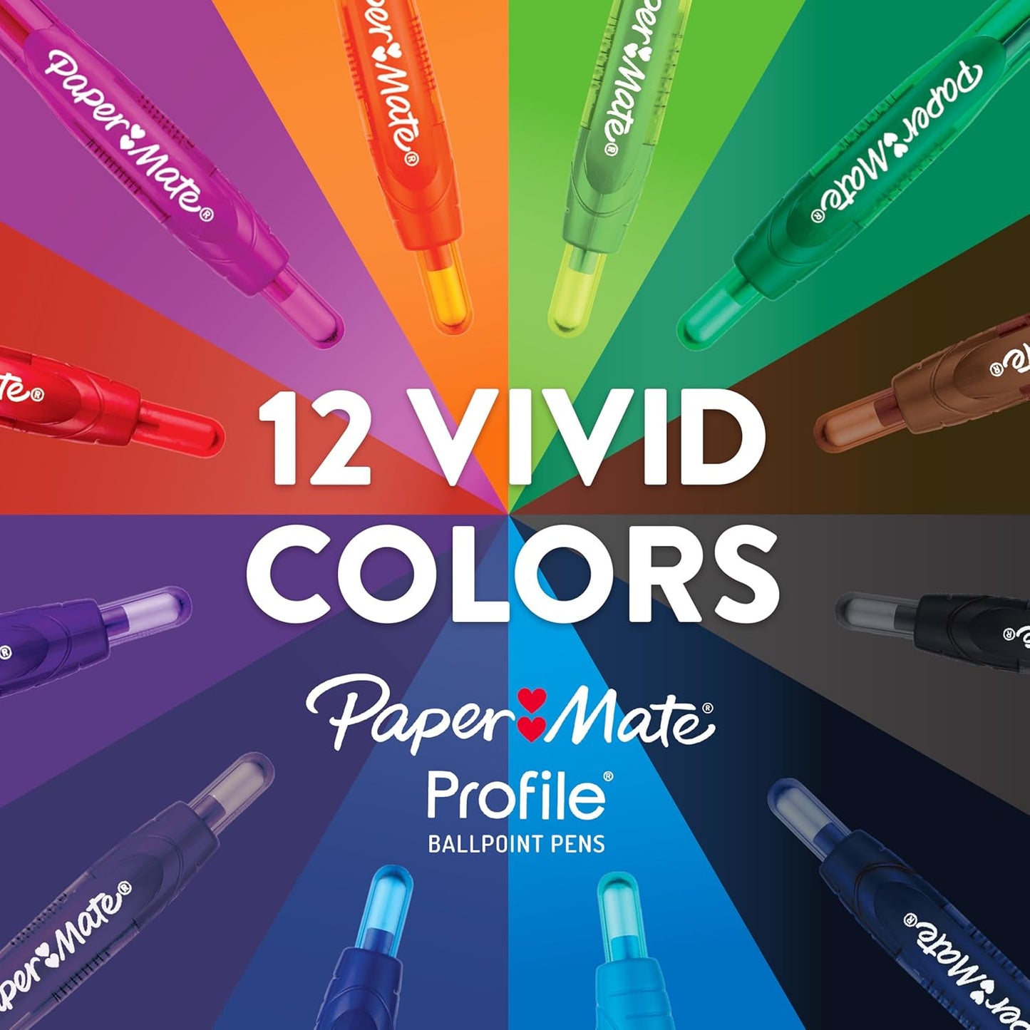 Paper Mate Profile Ballpoint Pens, Retractable, Medium Point (1.0mm), Blue Ink, 36 Count - Comfort Grip, Bulk Pack, Home, Office, Teacher Supplies