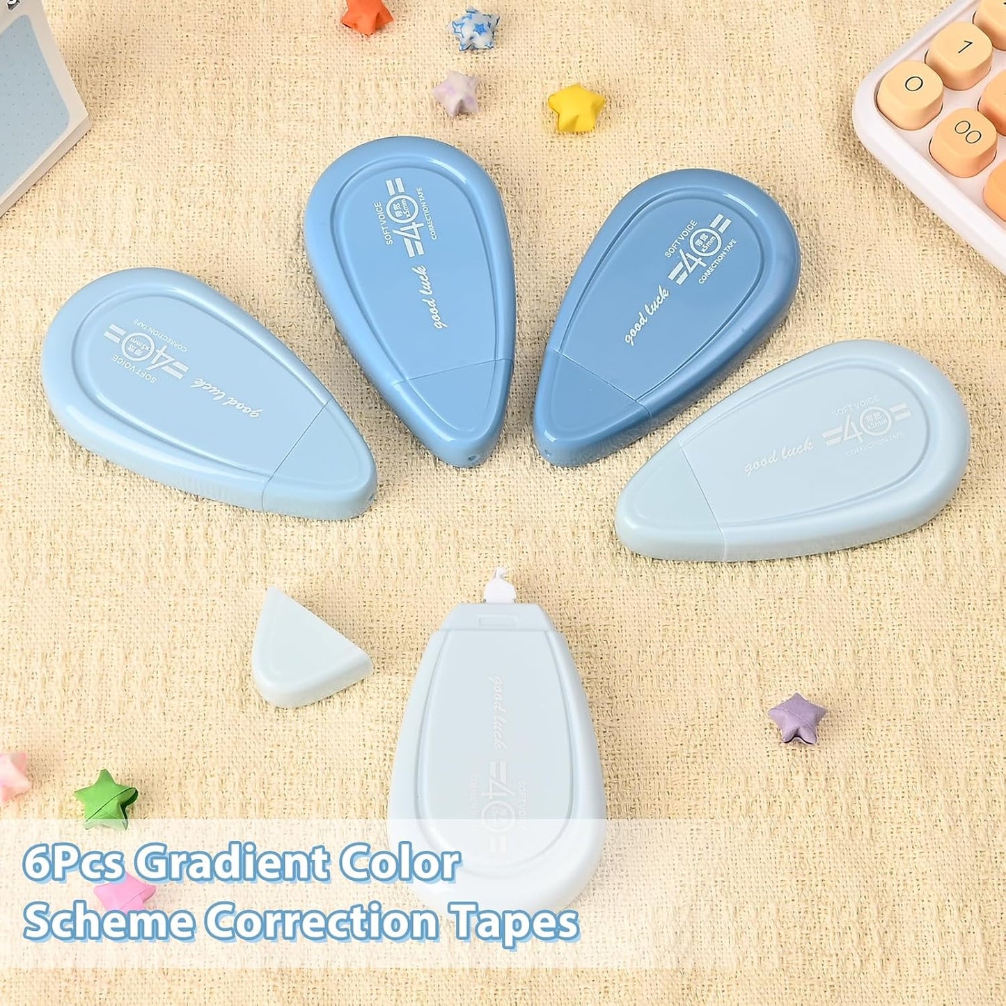 5pcs White Correction Out Tape, 32.81 Feet Cute Correction Tape for Instant Corrections, Easy to Use Applicator for Office and School Supplies (Green)