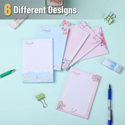 Mr. Pen- Floral Lined Sticky Notes, 4" x 6", 6 Pads, 60 Sheets/Pad, Large Aesthetic Sticky Notes with Lines, Ruled Post Stickies, Memo Pads, Self-Stick Note Pad for Office, School, Home, Study