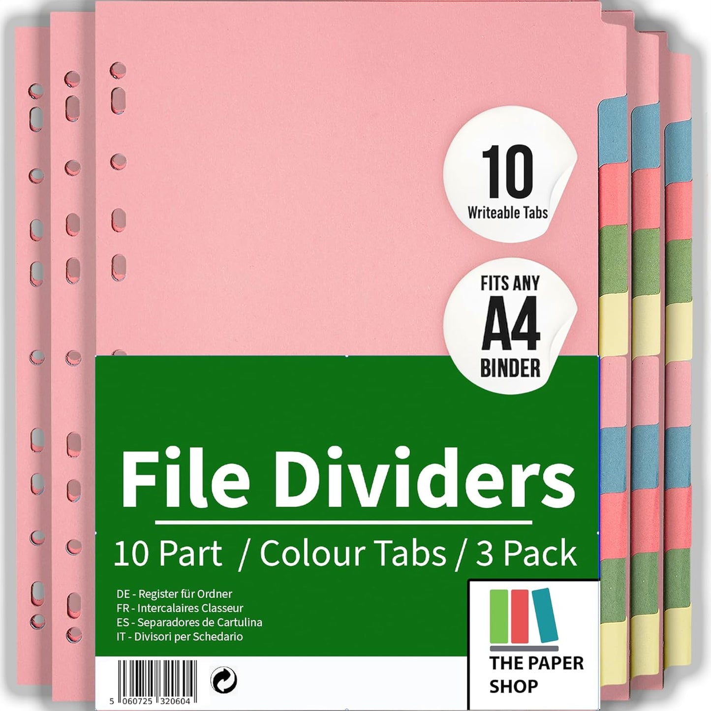 10 Tab Dividers for 3 Ring Binder – 10 Dividers Set with Tabs, Perfect for Organizing Documents, Binder Tab Dividers for Easy Filing
