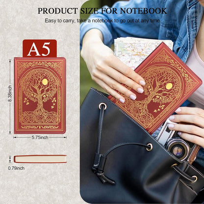 Journal for Women,A5 Hardcover Leather Journal - 200 Pages Premium Paper Notebook, Tree Journal Notebook for School, Work (Tree Pink)